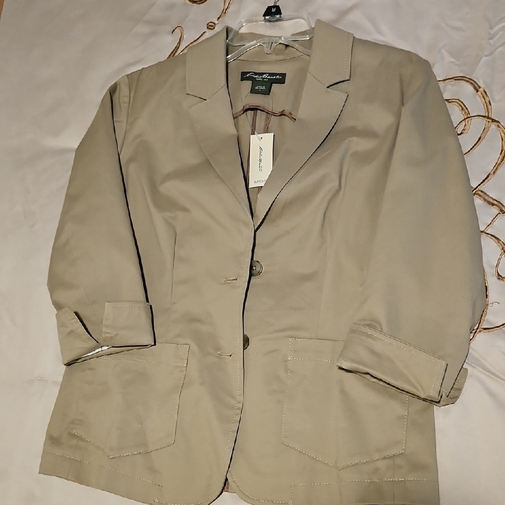 EDDIE BAUER - Khaki Blazer with Notched Lapel, SIZE 8